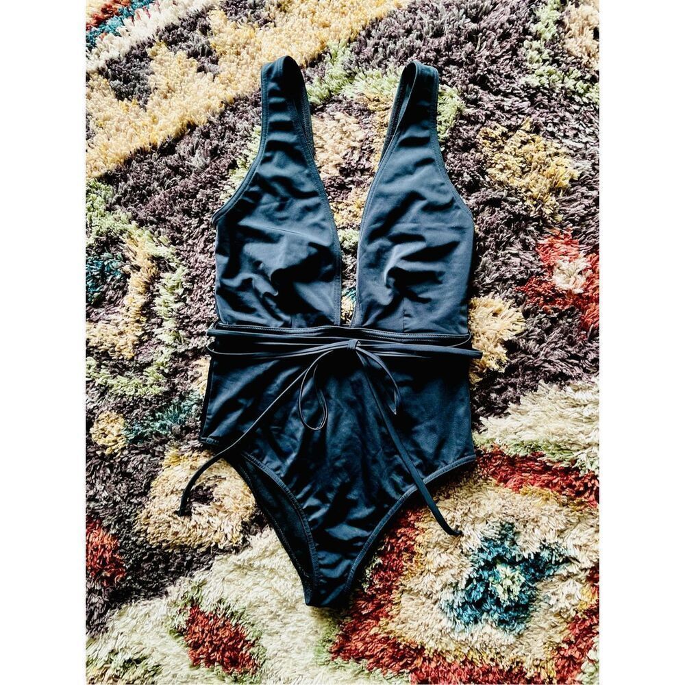 ASOS Design Plunge Neck One Piece Swimsuit